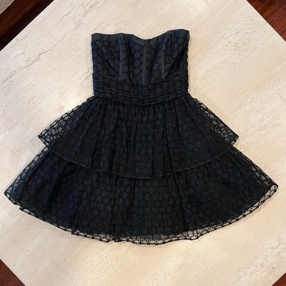 Vintage Betsy Johnson Black Strapless w removable “halter” strap